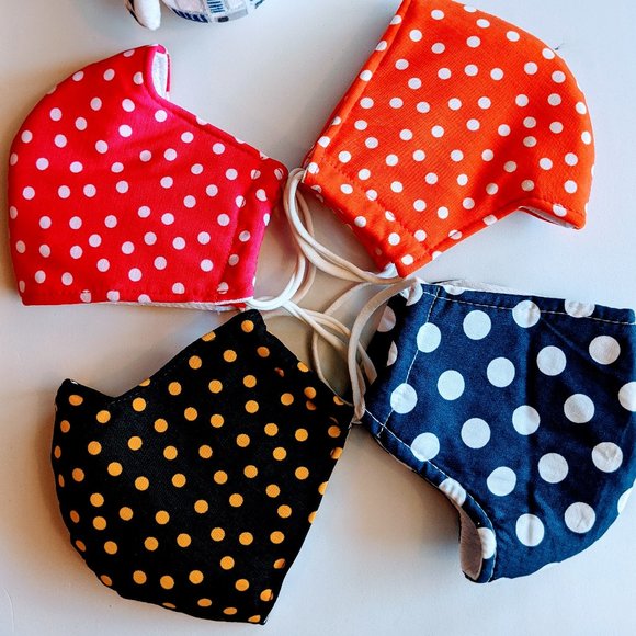 Hand Crafted Accessories - Face Mask Triple Layer Reusable polka dots design